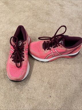 ASICS Pink and Burgundy Women's Athletic Running Shoes